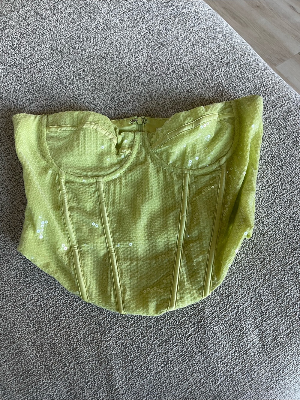 Lime Green Sequin Bustier Top